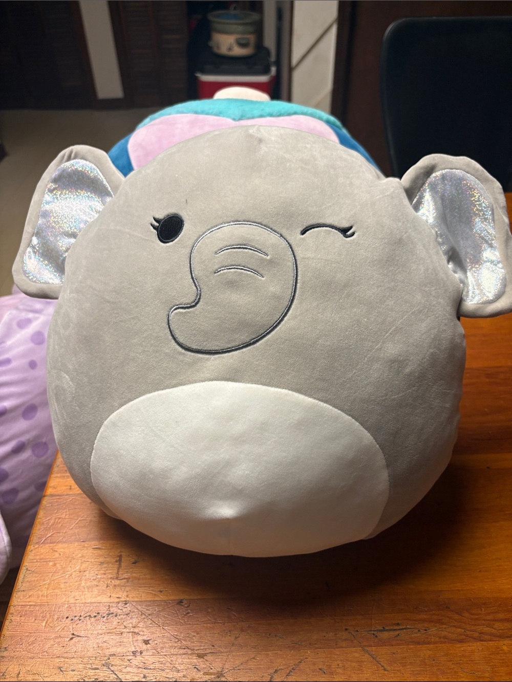 Cherish Gray Elephant Plush Pillow - Winking Elephant Plush
